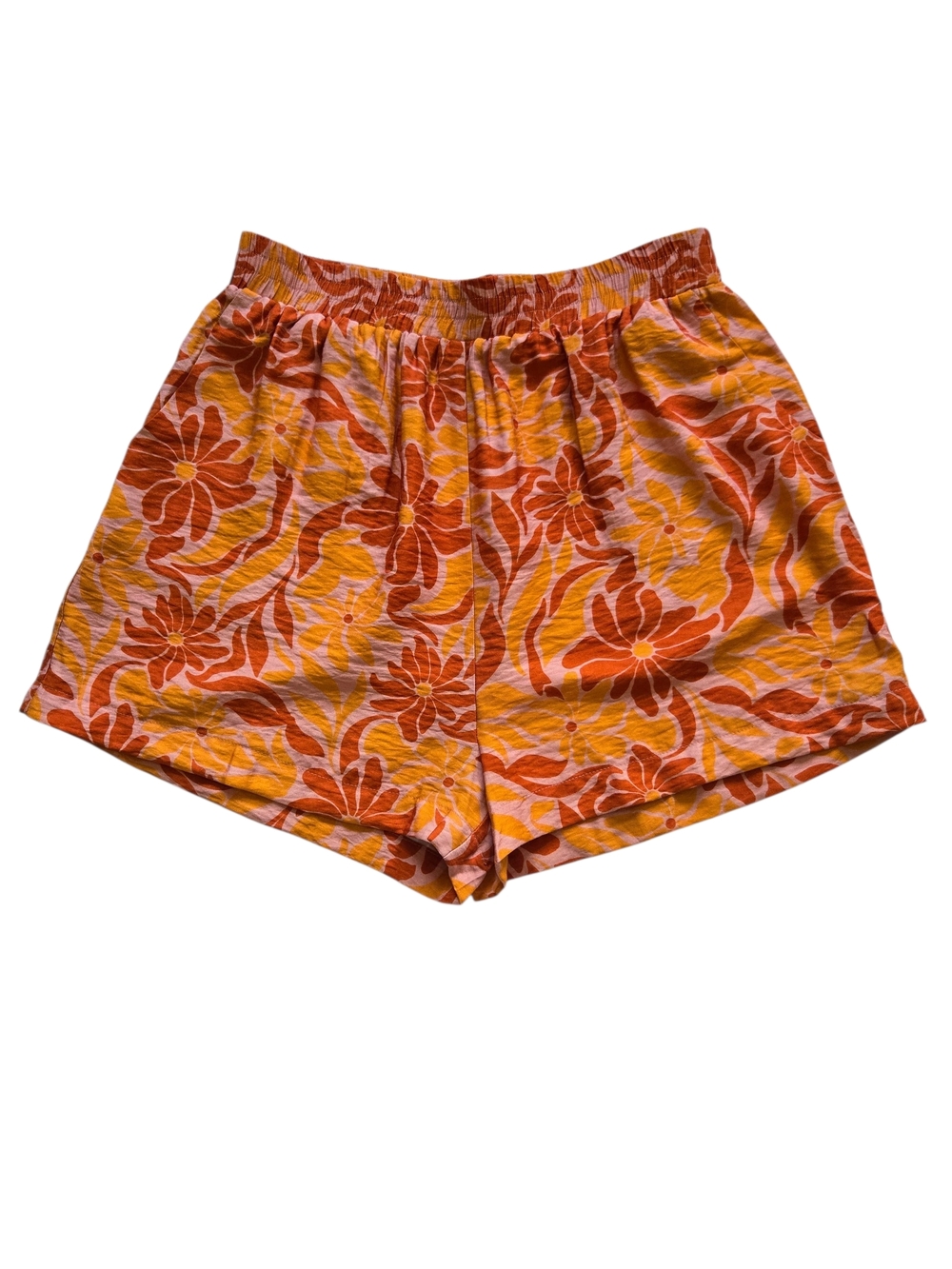 Sage The Label Floral Shorts Womens M NWOT Boho Retro Orange Rust Pockets